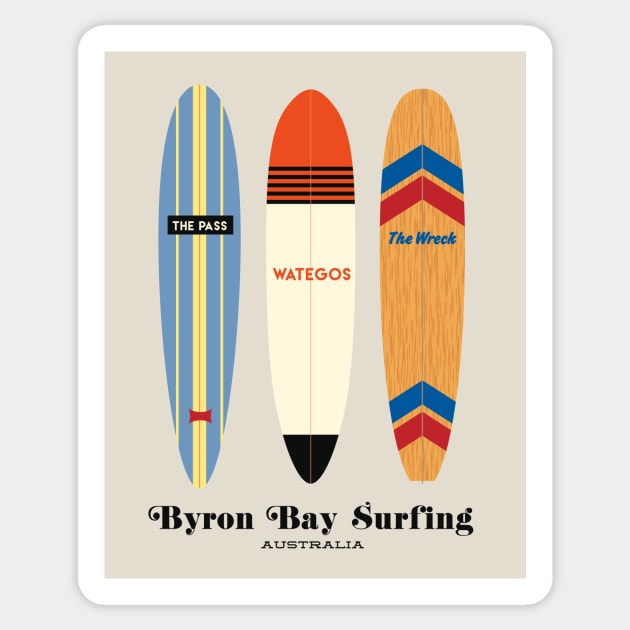 Byron Bay Surfing Australia Sticker by RussellTateDotCom